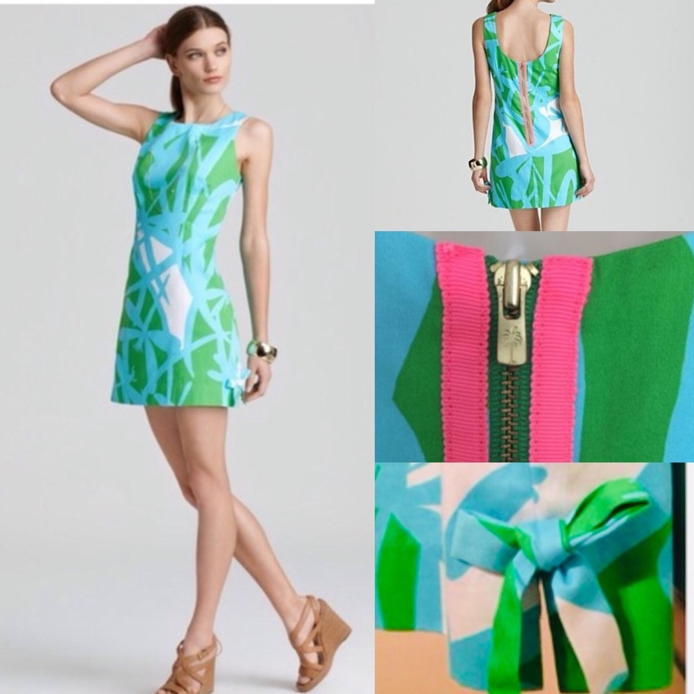 Lilly Pulitzer Aqua, Green, Pink Graphic Shift Dress